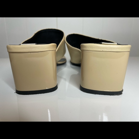 Zara Women Heeled Leather Square Toe Thong Sandals Beige/Nude Size 7 US 38 Euro - Picture 2 of 14